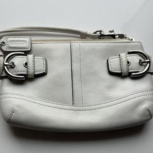 Coach white leather wristlet